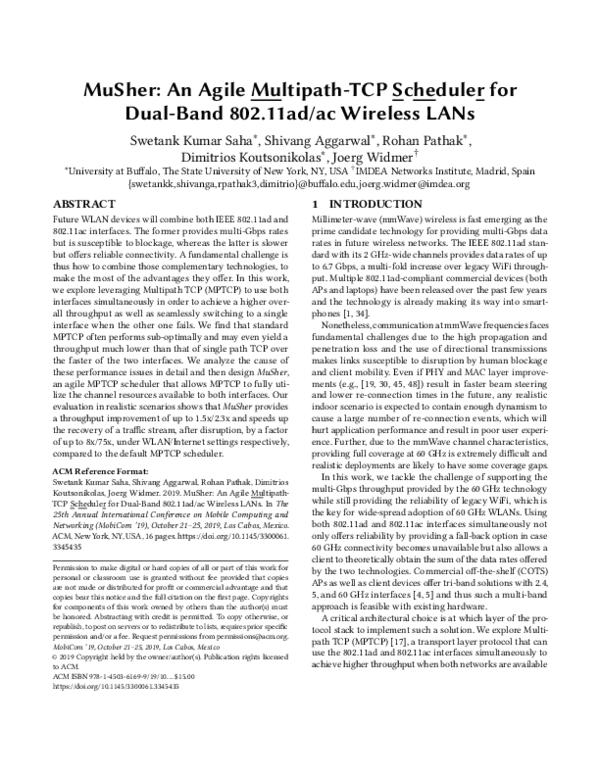 (PDF) AMuSe: An Agile Multipath TCP Scheduler for Dual-Band 802.11ad/ac ...