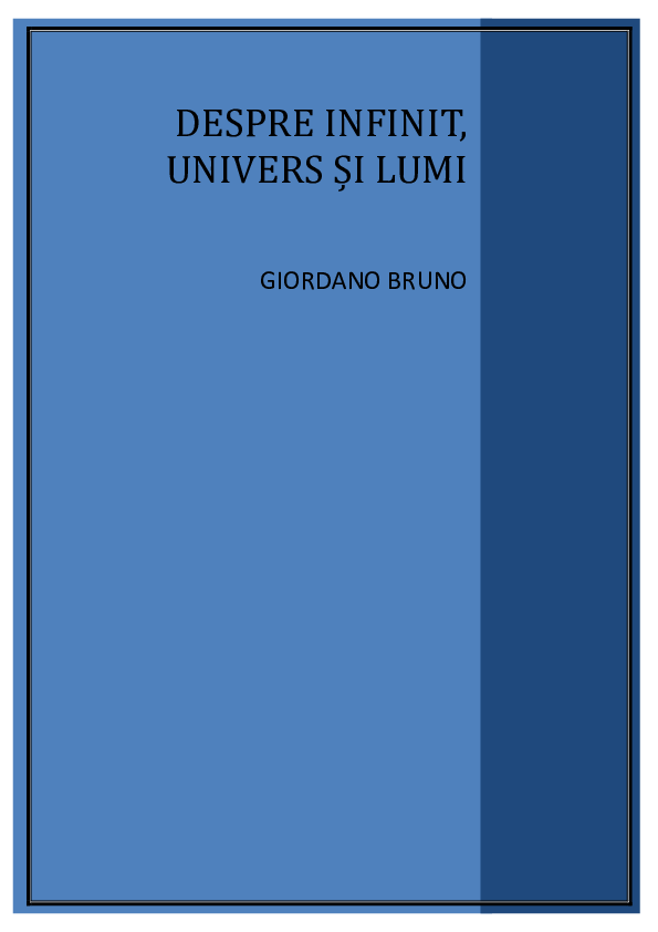 (PDF) DESPRE INFINIT, UNIVERS ȘI LUMI