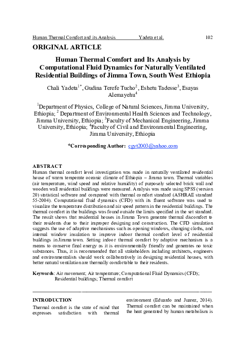 (PDF) Human Thermal Comfort and Its Analysis by Computational Fluid ...