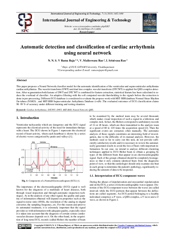 (PDF) Automatic detection and classification of cardiac arrhythmia ...
