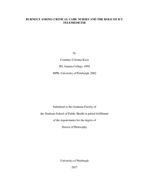 (PDF) Burnout among critical care nurses and the role of ICU telemedicine