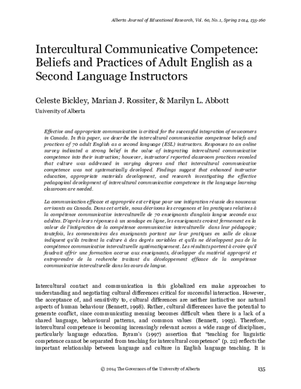 (PDF) Intercultural Communicative Competence: Beliefs and Practices of ...