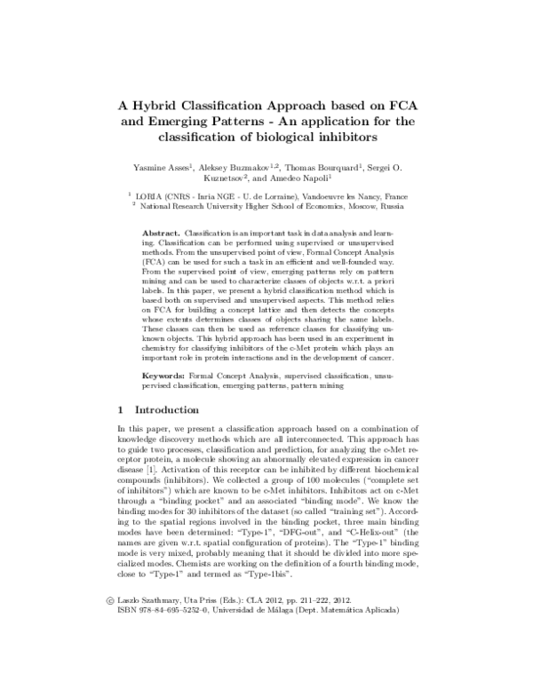 (PDF) A Hybrid Classification Approach based on FCA and Emerging ...