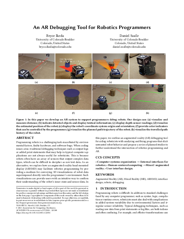 (PDF) An AR Debugging Tool for Robotics Programmers