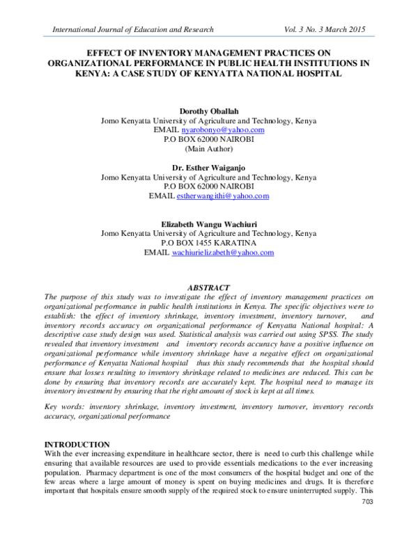 (PDF) Effect of Inventory Management Practices on Organizational ...