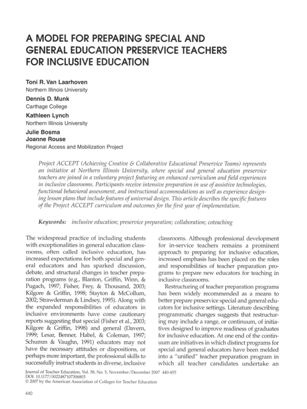 (PDF) A Model for Preparing Special and General Education Preservice ...