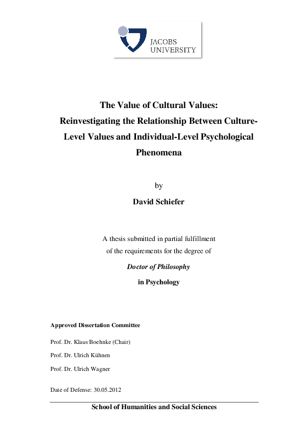 (PDF) The Value of Cultural Values Reinvestigating the Relationship ...