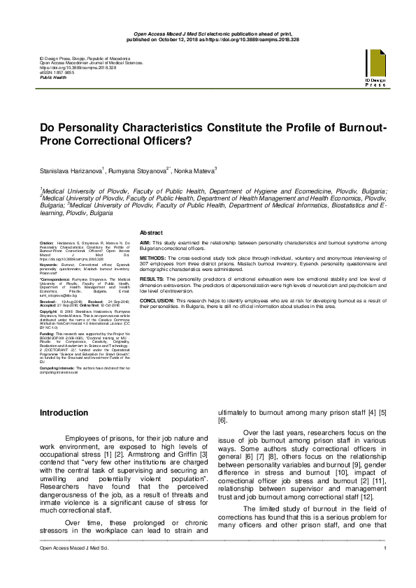 (PDF) Do Personality Characteristics Constitute the Profile of Burnout ...