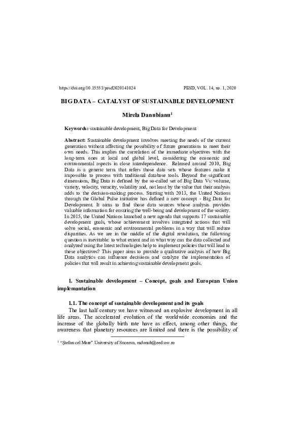 (PDF) Big Data – Catalyst of Sustainable Development