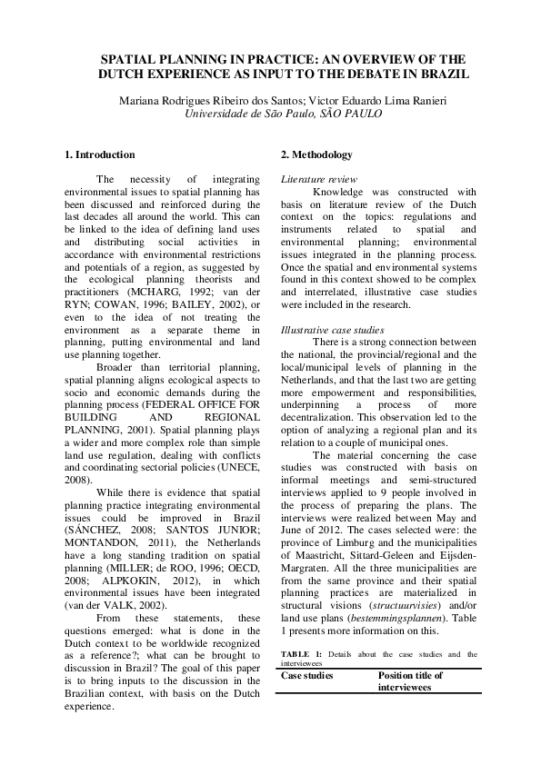 (PDF) Spatial planning in practice: an overview of the Dutch experience ...
