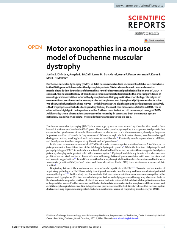 (PDF) Motor axonopathies in a mouse model of Duchenne muscular dystrophy