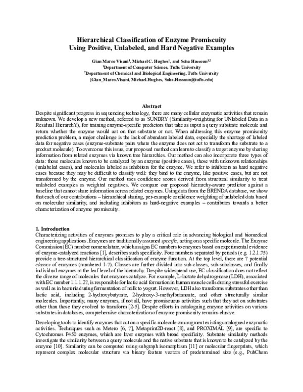 (PDF) Hierarchical Classification of Enzyme Promiscuity Using Positive ...