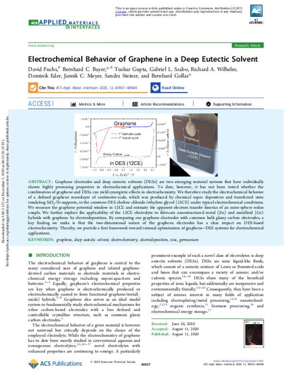 (PDF) Electrochemical Behavior of Graphene in a Deep Eutectic Solvent
