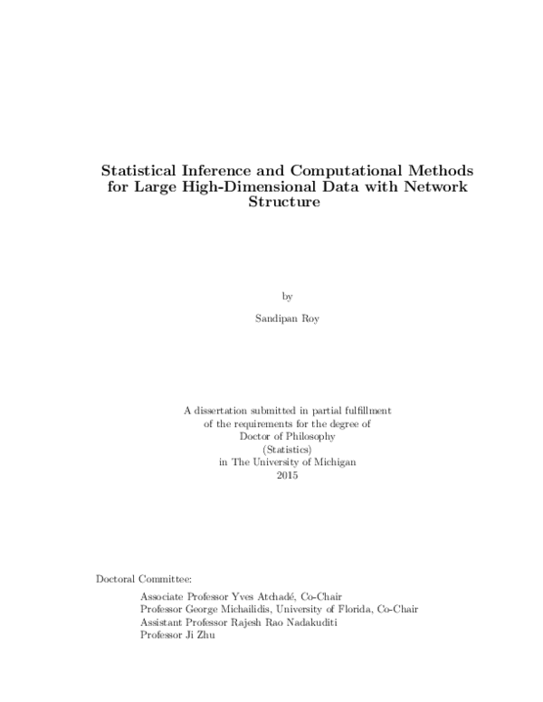 (PDF) Statistical Inference and Computational Methods for Large High ...