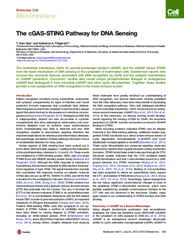 (PDF) The cGAS-STING Pathway for DNA Sensing