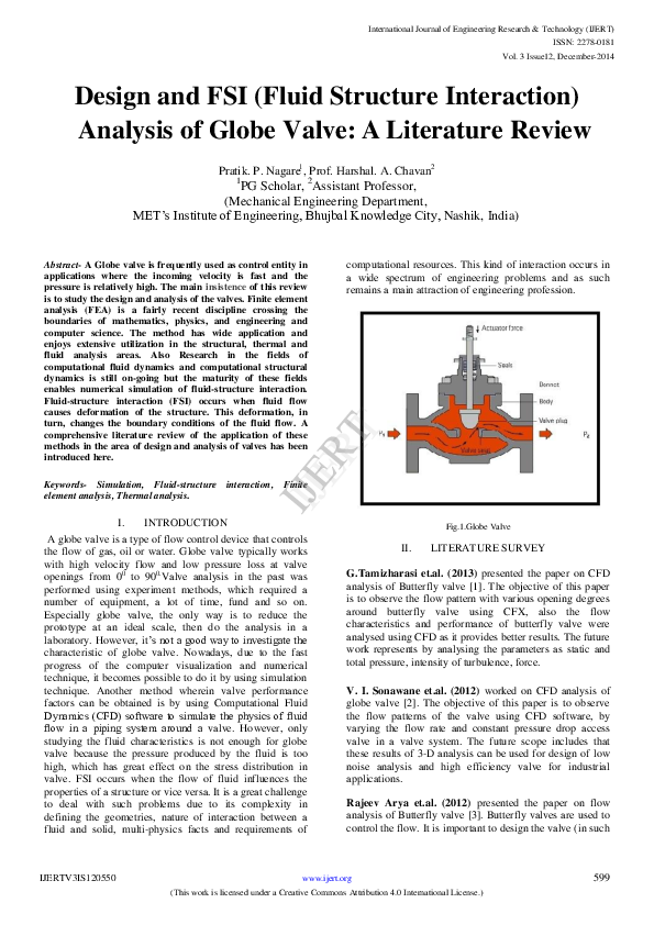(PDF) Design and FSI (Fluid Structure Interaction) Analysis of Globe ...