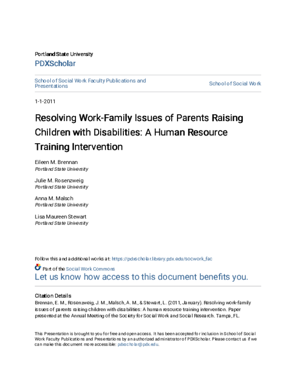 (PDF) Resolving Work-Family Issues of Parents Raising Children with ...
