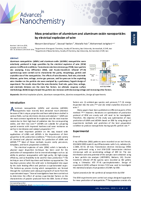 (PDF) Mass production of aluminium and aluminum oxide nanoparticles by ...