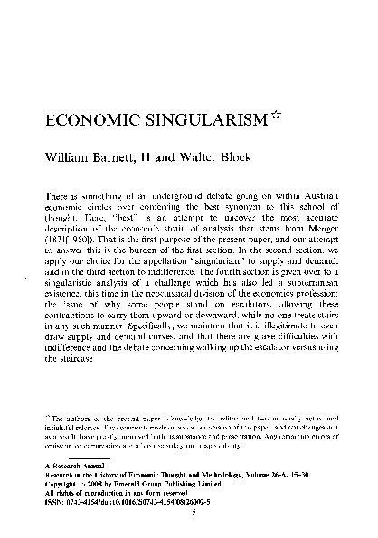 (PDF) Economic Singularism