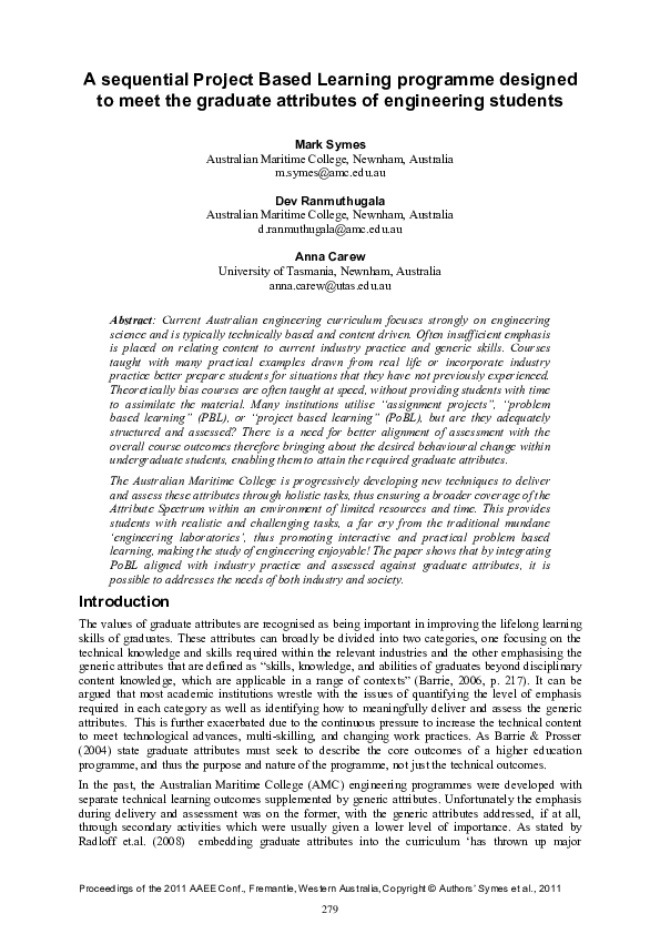 (PDF) A sequential project based learning programme designed to meet ...