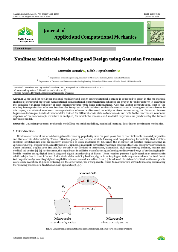 (PDF) Nonlinear Multiscale Modelling and Design using Gaussian Processes
