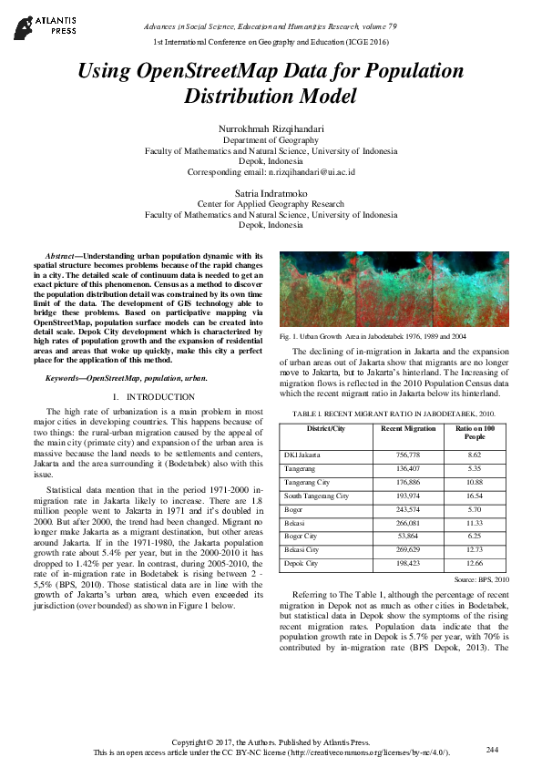 (PDF) Using Open Street Map Data for Population Distribution Model