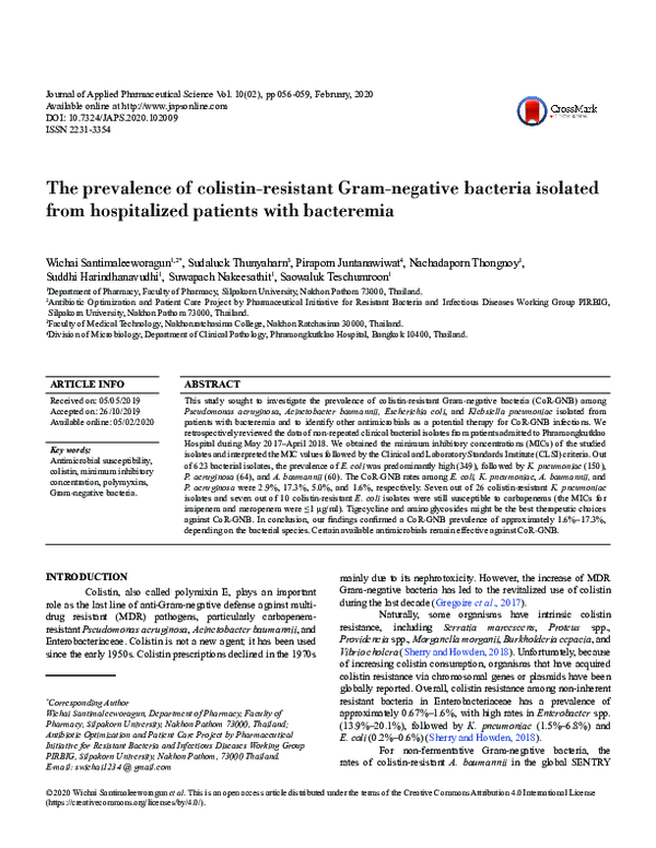 (PDF) The prevalence of colistin-resistant Gram-negative bacteria ...