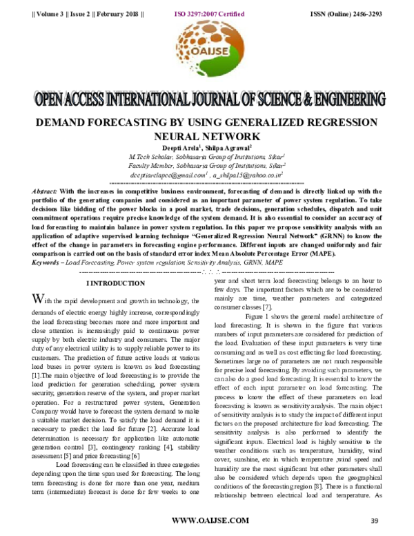 (PDF) Demand Forecasting by Using Generalized Regression Neural Network