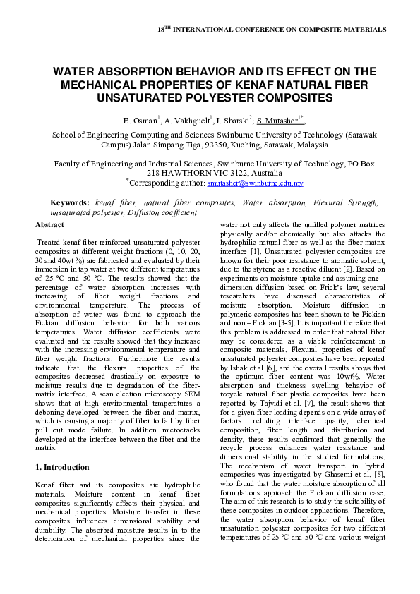 (PDF) Water absorption behavior and its effect on the mechanical ...