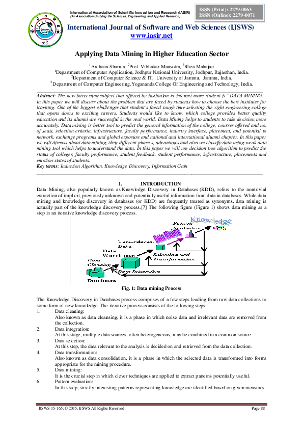 (PDF) Applying Data Mining in Higher Education Sector