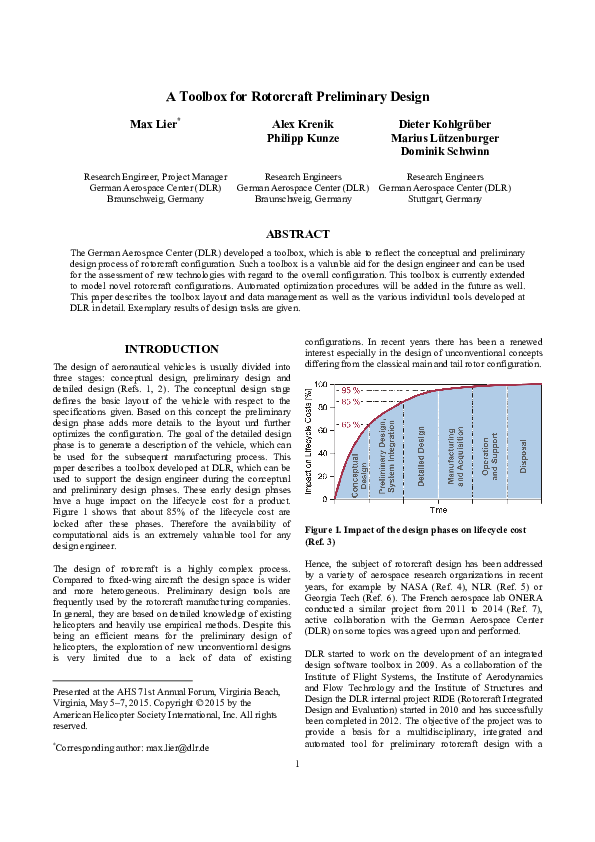 (PDF) A Toolbox for Rotorcraft Preliminary Design