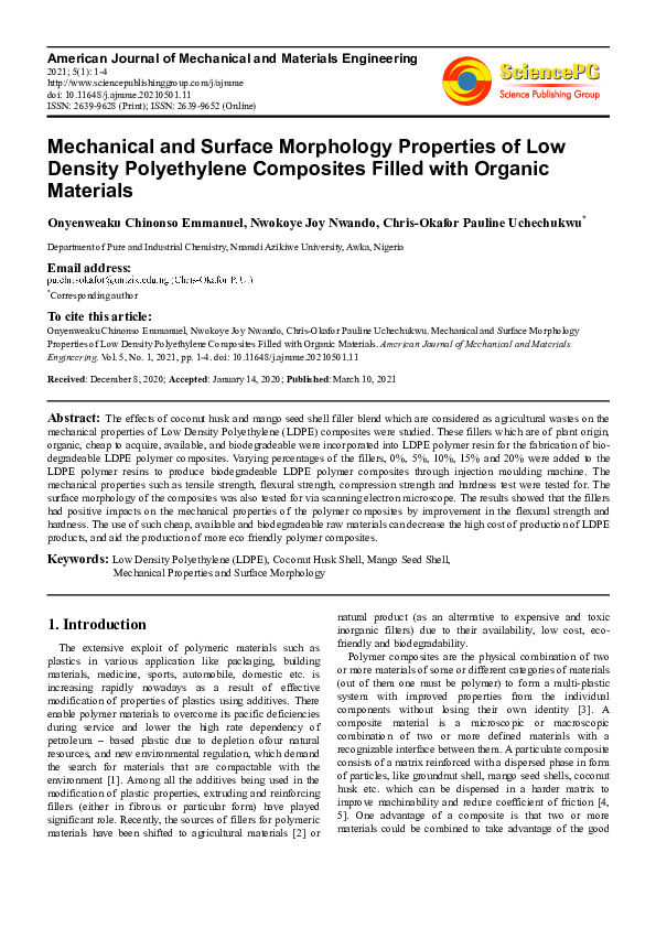 (PDF) Mechanical and Surface Morphology Properties of Low Density ...