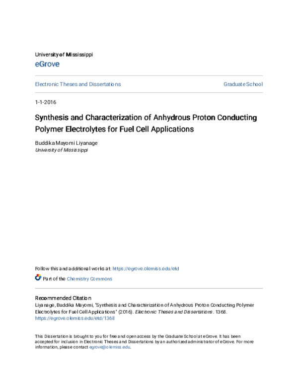 (PDF) Synthesis and Characterization of Anhydrous Proton Conducting ...
