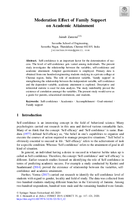 (PDF) Moderation Effect of Family Support on Academic Attainment