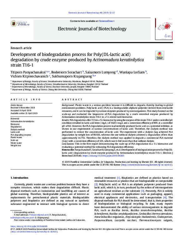 (PDF) Development of biodegradation process for poly(DL-lactic acid ...