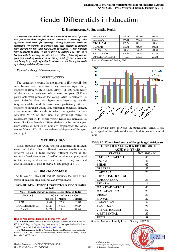 (PDF) Gender Differentials in Education