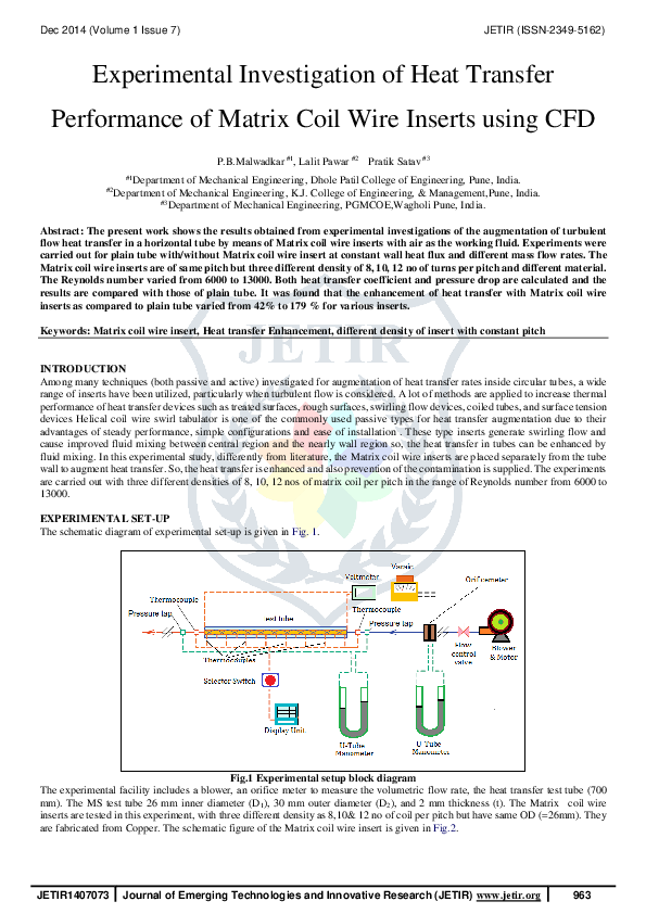 (PDF) Experimental Investigation of Heat Transfer Performance of Matrix ...