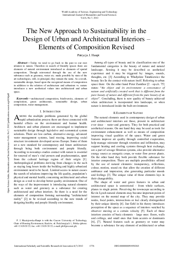 (PDF) The New Approach to Sustainability in the Design of Urban and ...