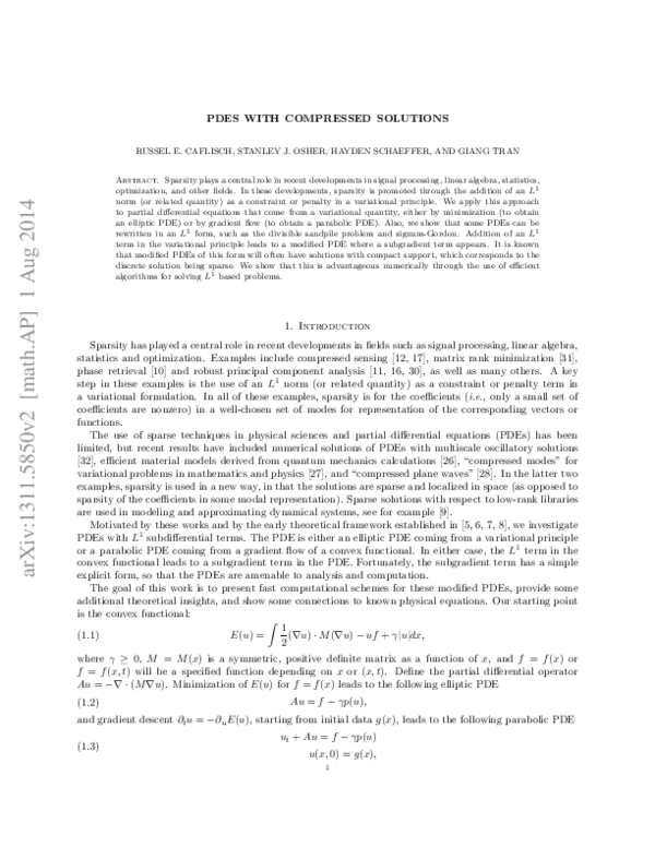 (PDF) PDEs with compressed solutions