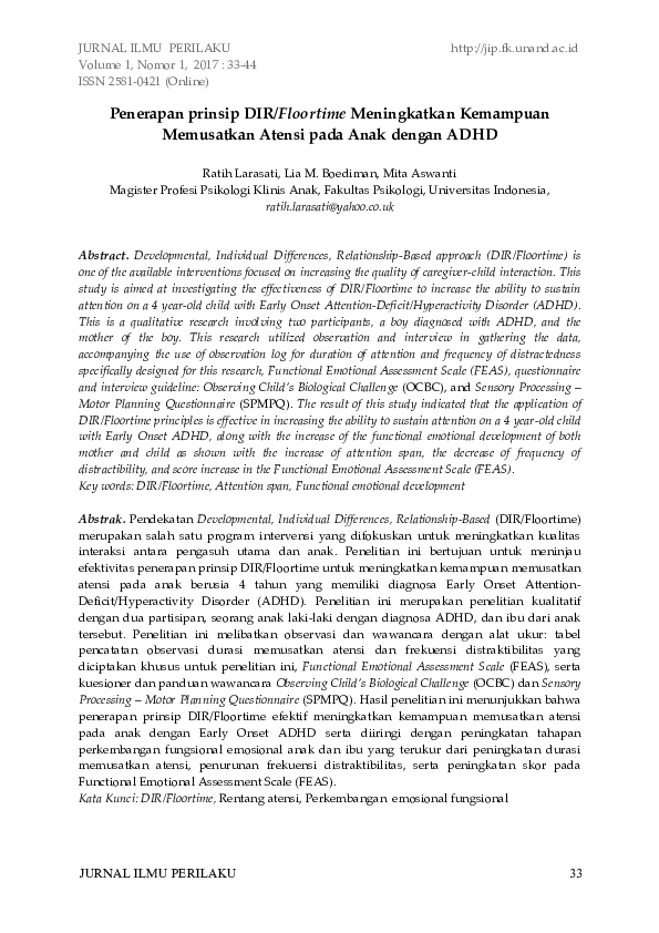 (PDF) Penerapan prinsip DIR/Floortime Meningkatkan Kemampuan Memusatkan