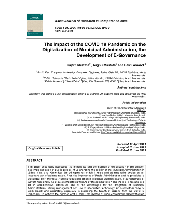 (PDF) The Impact of the COVID 19 Pandemic on the Digitalization of ...