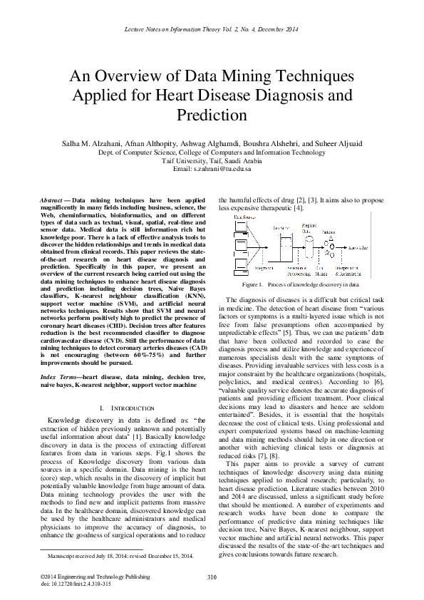 (PDF) An Overview of Data Mining Techniques Applied for Heart Disease ...