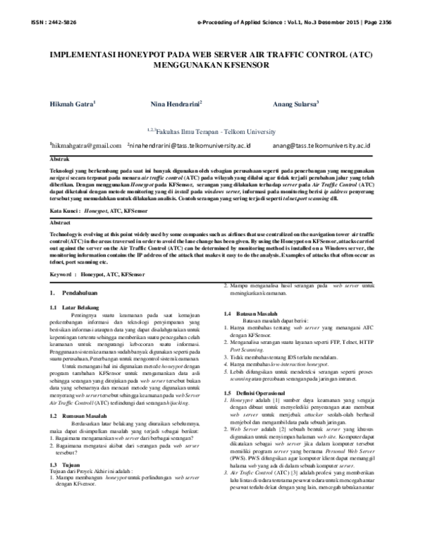 (PDF) Implementasi Honeypot Pada Web Server Air Traffic Control (Atc ...