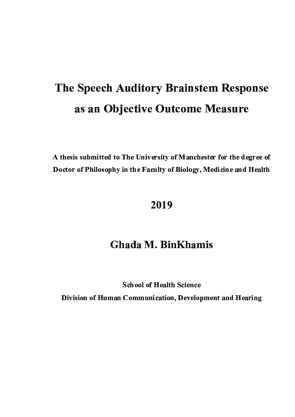 (PDF) The speech auditory brainstem response as an objective outcome ...