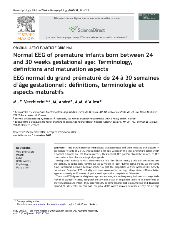 (PDF) Normal EEG of premature infants born between 24 and 30 weeks ...