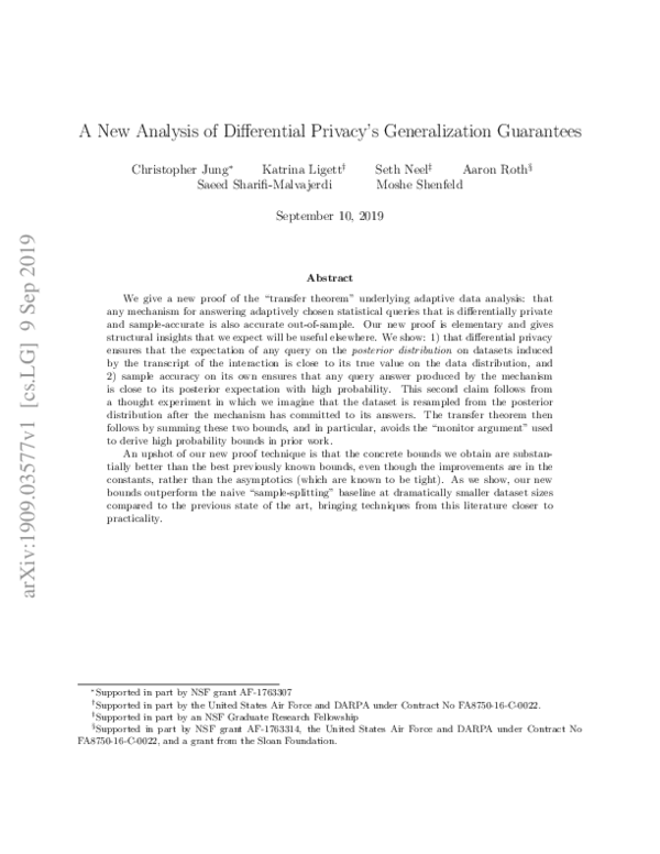 (PDF) A New Analysis of Differential Privacy's Generalization Guarantees