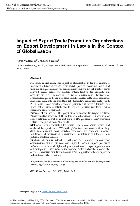 (PDF) Impact of Export Trade Promotion Organizations on Export ...