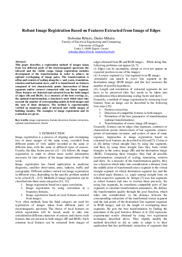 (PDF) Robust Image Registration Based on Features Extracted from Image ...