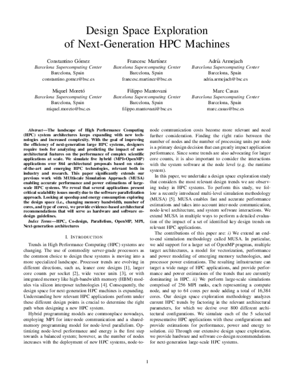 (PDF) Design Space Exploration of Next-Generation HPC Machines