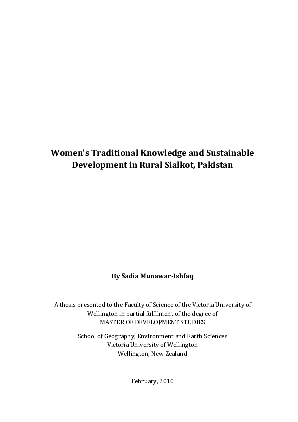 (PDF) Women’s Traditional Knowledge and Sustainable Development in ...
